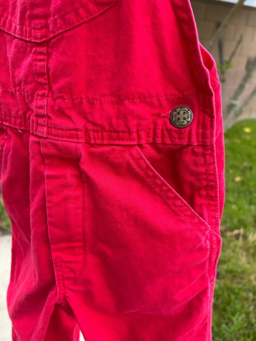 Vintage OshKosh B'gosh Bright Red Canvas  Kids Overalls
